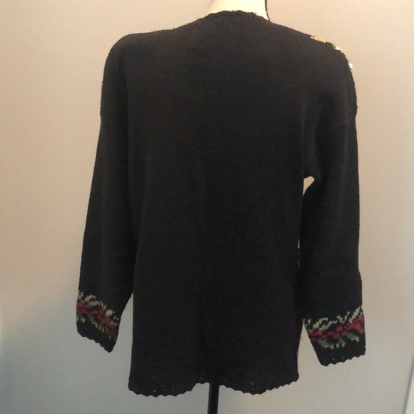 Vintage Tiara Knit Holiday Cardigan Sweater Button Front Ribbon Beads Large L - Picture 5 of 16